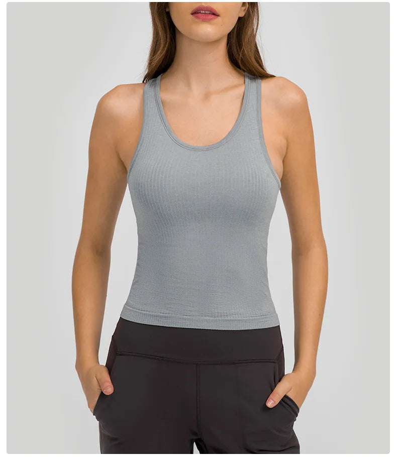 Studio Comfort Ribbed Cami Racerback Padded Tank Top