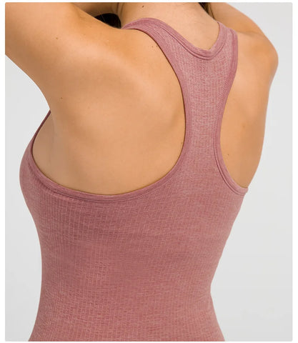 Studio Comfort Ribbed Cami Racerback Padded Tank Top