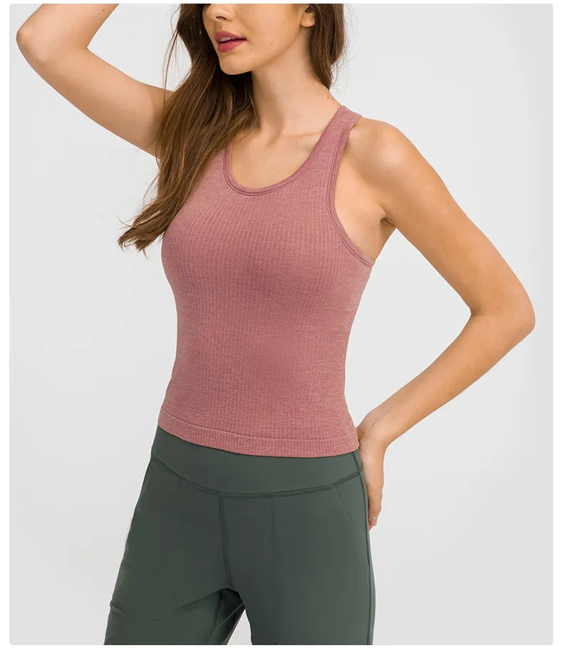 Studio Comfort Ribbed Cami Racerback Padded Tank Top
