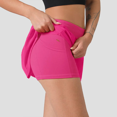 Tejas Lightweight Pleaded Mid-Rise Active Skort