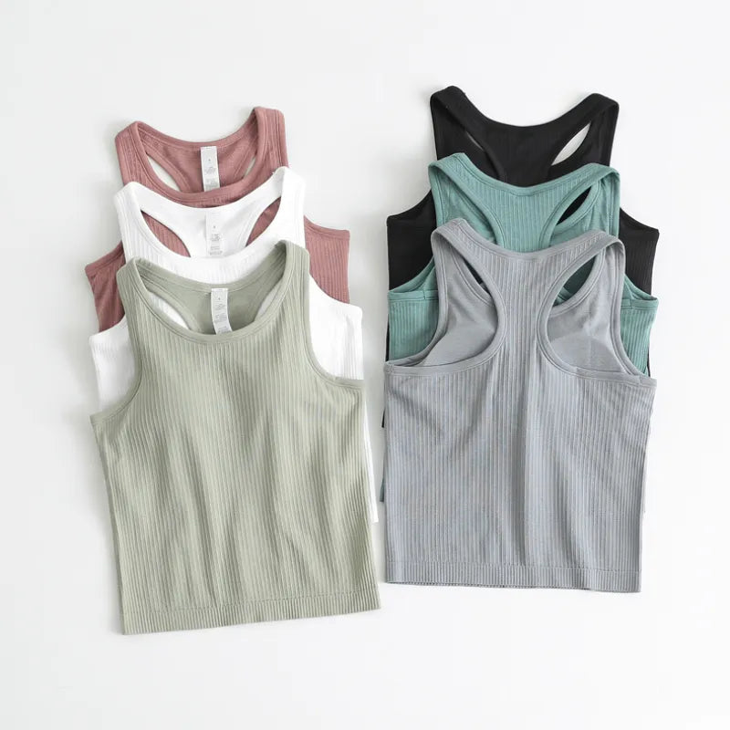 Studio Comfort Ribbed Cami Racerback Padded Tank Top