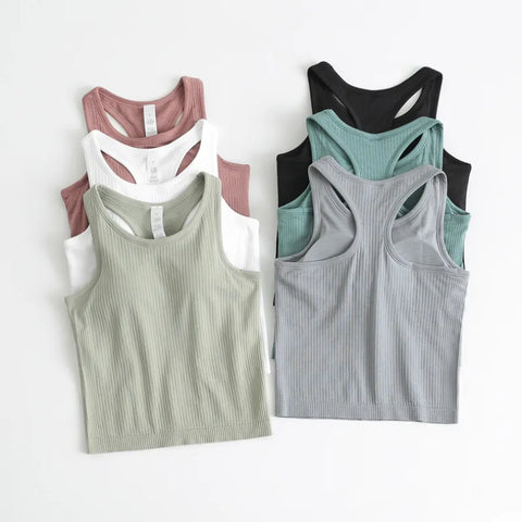 Studio Comfort Ribbed Cami Racerback Padded Tank Top
