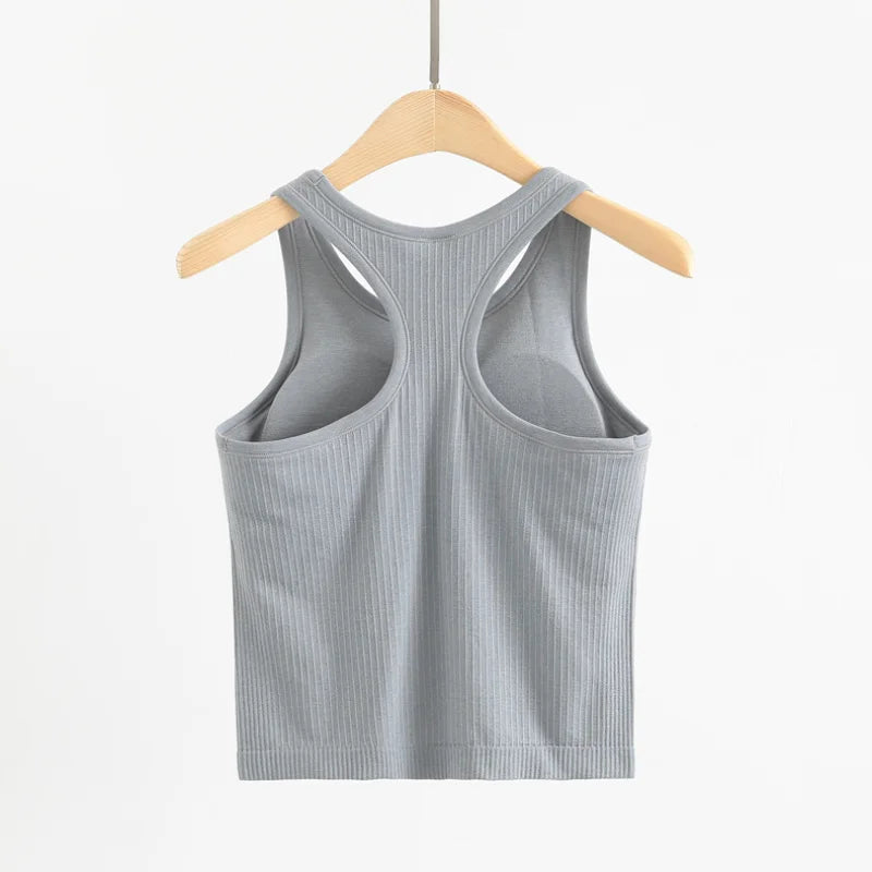 Studio Comfort Ribbed Cami Racerback Padded Tank Top