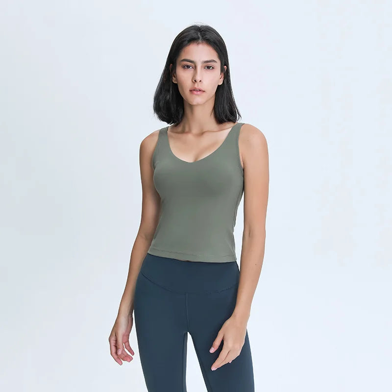 Studio V-neck Contour Padded Tank Top
